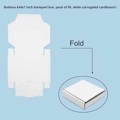 KBG Small Shipping Boxes 4X4X1 inch,White Corrugated Cardboard Mailers for Business,50 Pack Small Mailing Boxes Packaging Box Mini
