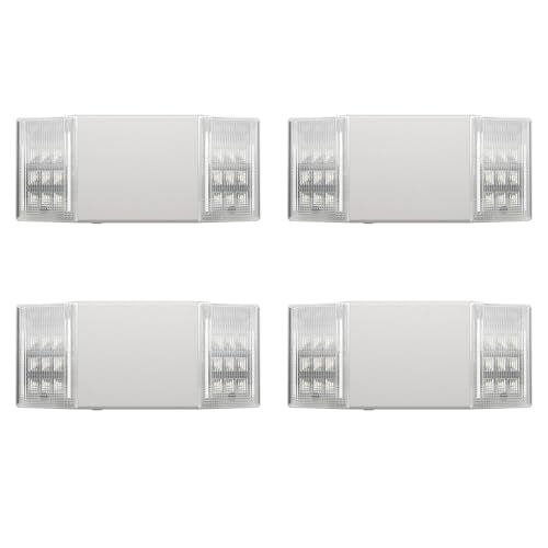 Spectsun 4 Packs Hardwired Emergency Exit Light Fixtures for Business, with Battery Backup, Two Head Adjustable LED Emergency Lighting, UL 924 Certified，AC 120/277V. - size: 4 Pack