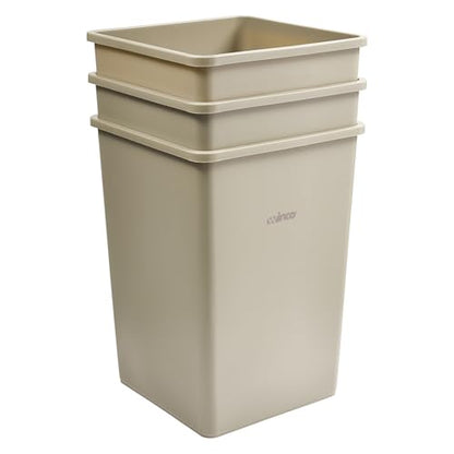 Winco 35 Gallon Beige Commercial Square Plastic Trash Can - color: Beige, size: 35 Gallon
