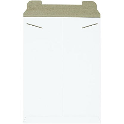 BOX USA 13" x 18" Stayflats Rigid Flat Mailers, White, for Keeping Documents, Photos, and Artwork Protected During Shipping (100 Pack)