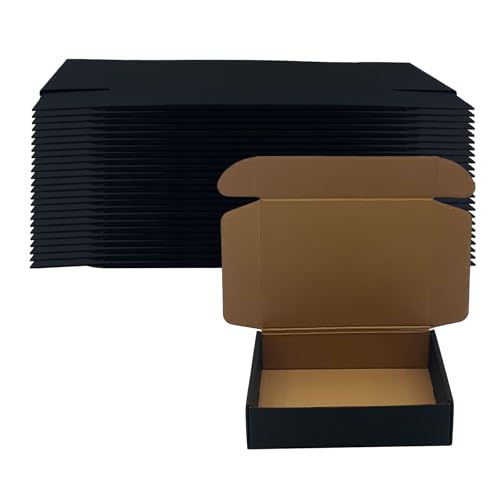 24 Pack 8x6x2 inches Black Shipping Boxes, Corrugated Cardboard Mailer Box - size: 8x6x2 Inches