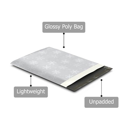 10x13 (100) Winter Snowflakes Designer Poly Mailers Waterproof Self Sealing Tear Resistant Polymailers Shipping Envelopes Premium Printed Bags For Small Businesses - color: Winter Snowflakes, size: 10x13