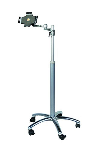 Medmount Mobile Secure Rolling Tablet Floor Stand for iPad Silver