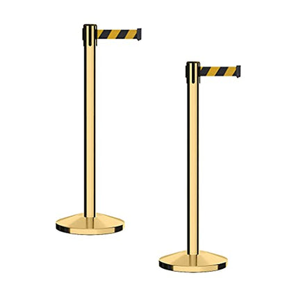 CCW RBB-100 Retractable Belt Barriers, 2 Pack, 7.5-ft Black/Yellow Diagonal - color: Black and Yellow diagonal, size: 7.5 Foot