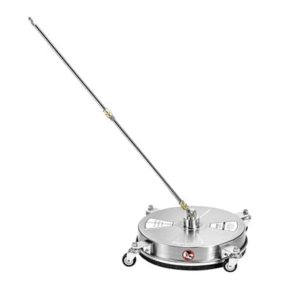 VEVOR 16.5 Inch Pressure Washer Surface Cleaner, 4000 PSI Stainless Steel Attachment with 4 Wheels, 2 Nozzles, 1/4 Inch Quick Connect and 2 Wands for Concrete, Patio, Deck - size: 16.5 Inch w/ Wand & Wheels