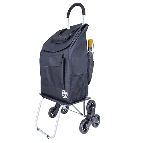 dbest products Stair Climber Bigger Trolley Dolly, Black Grocery Shopping Foldable Cart Condo Apartment 44 Inch - color: Black