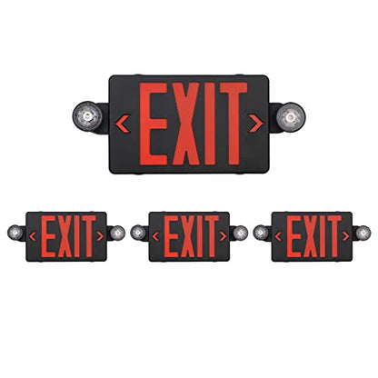 GZRUIYANG Black Housing Exit Sign With Emergency Lights Red, LED Exit Light With Battery Backup, UL 924 Certified, AC 120/277V, Commercial Lights Combo for Business - 4 Pack - color: Black Housing Red Letter, size: 4 Pack