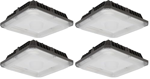 kadision LED Canopy Light 100W, 10"x10" Square Gas Station Light with Selectable Wattage (100/80/60W) and 3CCT (5000/4000/3500K), 0-10V Dimmable IP65 Waterproof, ETL-Listed (Pack of 4) - size: 10" Square (Pack of 4)