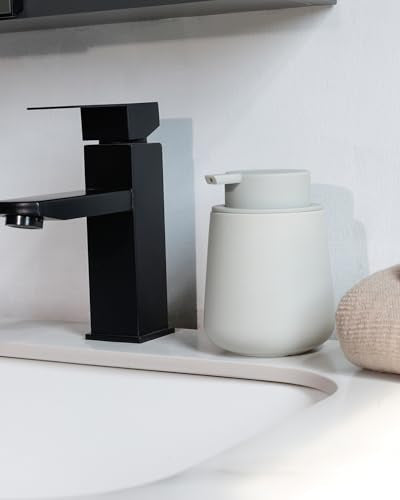 BosilunLife Ceramic Soap Dispenser - Dish Soap Dispenser for Bathroom 12Oz - color: Matte Light Grey