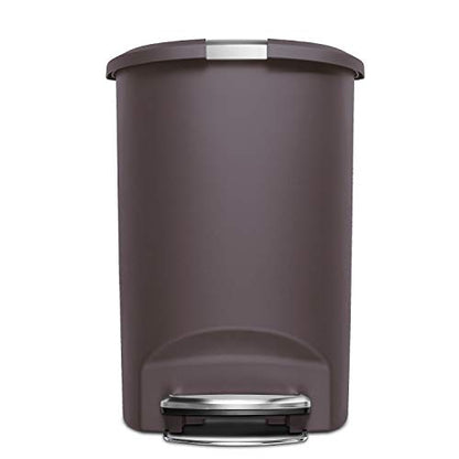 simplehuman 50 Liter / 13 Gallon Semi-Round Kitchen Step Trash Can with Secure Slide Lock, Mocha Plastic - color: Mocha