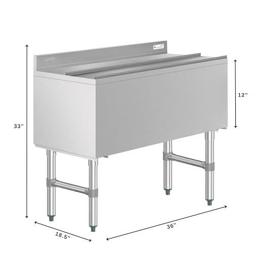 KoolMore 36 Inch Commercial Stainless Steel Underbar Ice Bin with Siding Lid, NSF Certified (KM-UIB-1836) - size: 36 in.