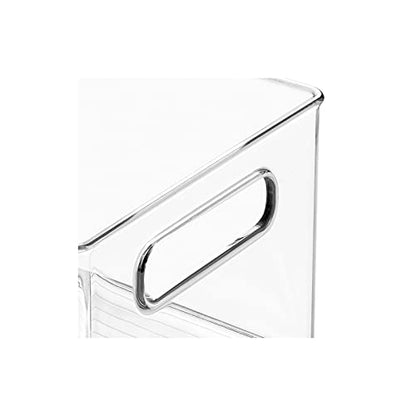 mDesign Plastic Deep Bin Organizer Caddy Container w/ Handles for Nursery, Kitchen, Pantry, Bathroom, Cabinet Storage Organization - Holds Snacks, Bottles, Baby Food Jar, Diaper - 14" Long -Clear - size: 14.5 x 8 x 6 (Pack of 1)