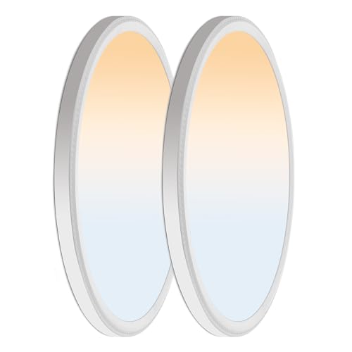 WKONCLDY 5CCT 3000k//3500k/4500k//5000k/6000k Selectable, Dimmable Led Flush Mount Ceiling Light, 20 Inch 5000LM Round Modern Flat Panel,Super Slim for Living Dining Kitchen Bedroom Room - color: White, size: 20in-2Pack