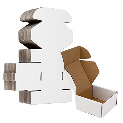 SUNLPH 50 Pack 4x4x2 Inches Small Shipping Boxes, White Corrugated Cardboard Boxes, Moving Mailing Packing Box - color: White, size: 4x4x2