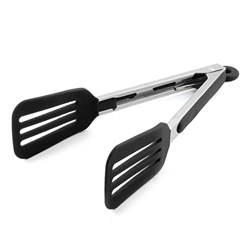 Cooking Tong 9 inches Stainless Steel Kitchen Silicone Serving Tong - color: Black, size: 9 inch