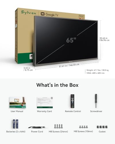 SYLVOX Outdoor TV, 65 inch Smart Waterproof Outdoor TV, 4K UHD Weatherproof - size: 65-inch, style: Deck Pro 3.0