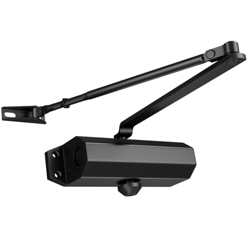 Ougourim Door Closers Commercial Heavy Duty Automatic Door Closer Residential Grade 3 Spring Hydraulic Door Closer, 6.88" x 1.5" Small, Black - color: Black, size: 6.9" x 1.5" x 2.4"