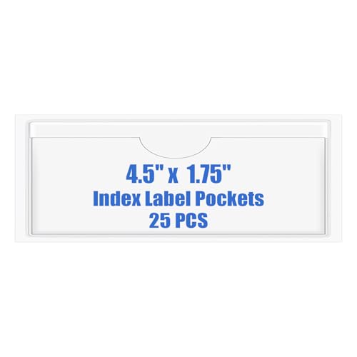 Origin-Joy 25 PCS Self-Adhesive Index Label Pockets, Clear Plastic Peel & Stick Card Holders with Top Open for Loading (4.5 x 1.75 inch) - size: 4.5 x 1.75 inch, style: Horizontal