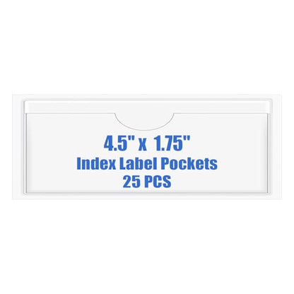 Origin-Joy 25 PCS Self-Adhesive Index Label Pockets, Clear Plastic Peel & Stick Card Holders with Top Open for Loading (4.5 x 1.75 inch) - size: 4.5 x 1.75 inch, style: Horizontal