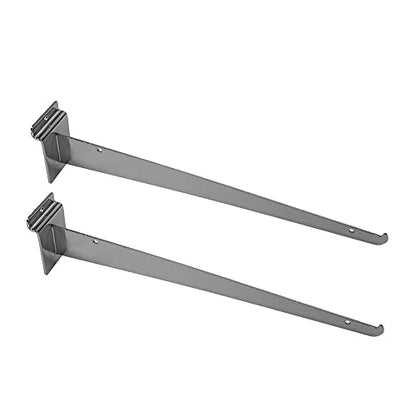Prolinemax 2 Pcs 16'' Chrome Glass Slatwall Shelf Bracket Retail Display Fixture Metal Hanger