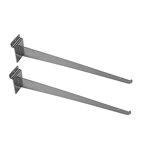 Prolinemax 2 Pcs 16'' Chrome Glass Slatwall Shelf Bracket Retail Display Fixture Metal Hanger
