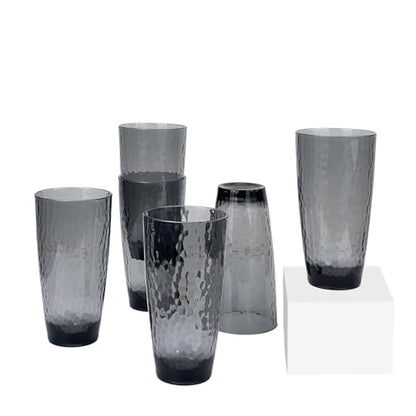 26-Ounce Plastic Tumblers (Set of 6), Reusable Plastic Mugs, BPA-Free Acrylic to Drink Mugs, Shatter Resistant, Textured Interior, Dishwasher Safe (Grey, 26 Ounce) - color: Gray, size: 26 Ounce