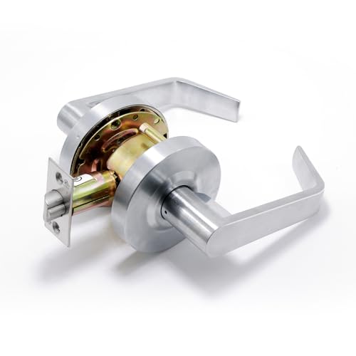 BSEED [UL Listed] Passage Commercial Door Lever Lock, Heavy Duty Grade 2 Lever Handle, ADA Compliant, 3 Hour Fire Rated, Non-Handed, Satin Chrome Finish, 2-3/4" Backset for Hallway & Office Doors - style: Passage