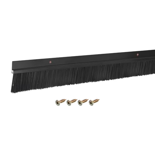 uxcell Door Brush Bottom Sweep H-Shape Aluminum Alloy Base with 1.6-inch PP Brush for Home, Industrial (35-inch L, Black) - color: Black, size: 35-inch x 1.6-inch