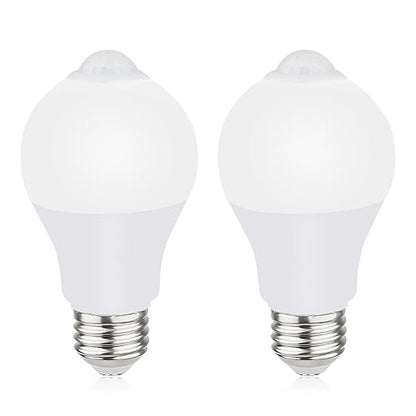 Motion Sensor Light Bulbs for Outdoor Indoor, 9W A19 Motion Detector Led Bulb, 60 Watt Equivalent, E26 800lm 5000K Daylight, Dusk to Dawn Motion Activated Security Lights for outside, Inside (2 Pack)