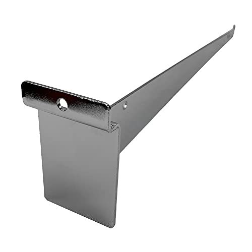 Prolinemax 2 Pcs 16'' Chrome Glass Slatwall Shelf Bracket Retail Display Fixture Metal Hanger