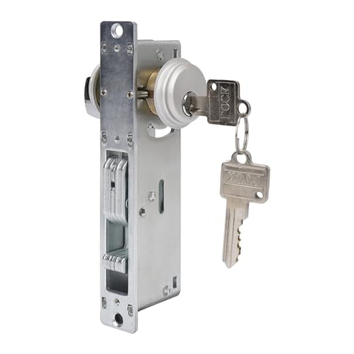Storefront Door Lock, Commercial Door Lock Double Cylinder Hook Deadbolt Lock Set with 3 Key Zinc Alloy Lock Core for Aluminum Zinc Alloy Shop Doors 1-1/8" Backset Silver