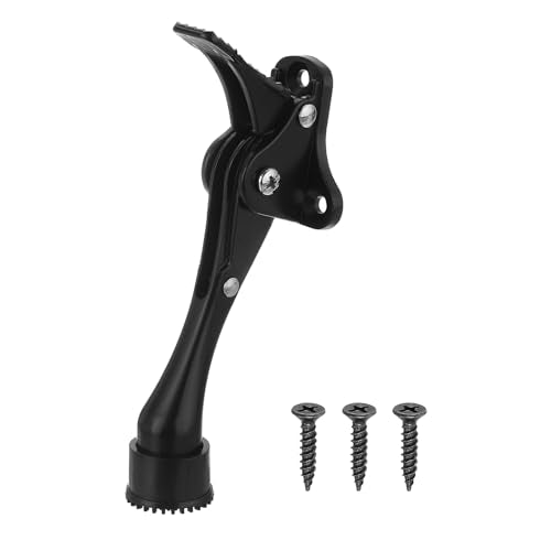 uxcell Kickdown Door Stop, One Touch Kickdown Door Stopper Holder with Non-Slip Rubber Tip and Screws, 4-Inch Metal Door Kickstand for Bottom of Door, Black - color: Black, size: 4 Inch