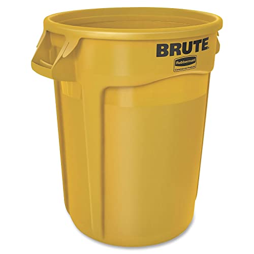 Rubbermaid Commercial Products BRUTE 32G Yellow Vented Trash Container, for Landscapers/Construction Sites/Restaurants/Back of House/Offices/Warehouses/Commercial Environments - color: Yellow, size: 32 Gallon