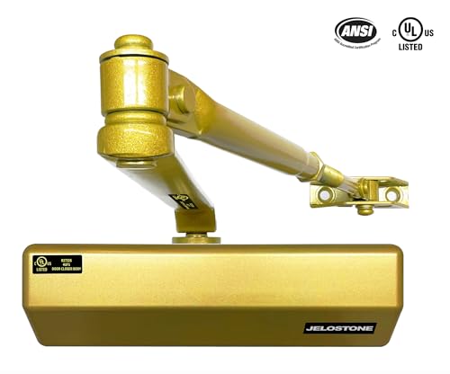 Medium/Heavy Duty, Commercial Door Closer D4000, ANSI Grade 1, UL 3 Hour Fire Rated, ADA Compliant, Adjustable Spring Size 1-6 for Doors (44-330lb, 30-60 in), Indoor/Outdoor (Gold) - color: Gold