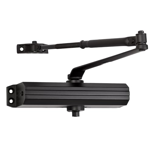 Lawrence Medium/Heavy Duty Door Closer Commercial Grade 1 - Surface-Mounted Commercial Automatic Door Closer with Adjustable 6-Speed Control and 3 Valves - Embassy Series LH5016 - style: Matte Black