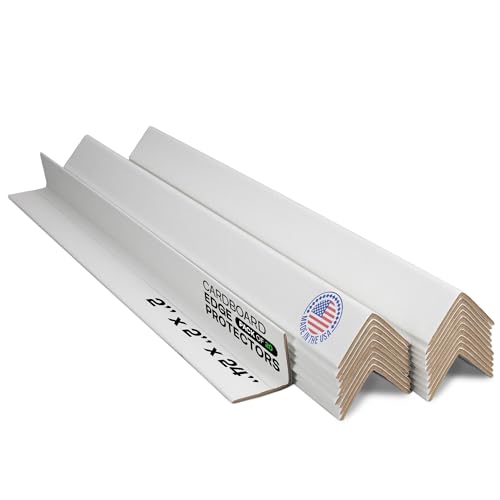 IDL Packaging 2” x 2” x 24” Cardboard Edge Protector (Pack of 20) - Corner Protectors for Shipping, Storage, & Moving – Reinforced Corner Guard Protection for Pallets, Wall Corners, & Furniture - color: White, size: 24" Length