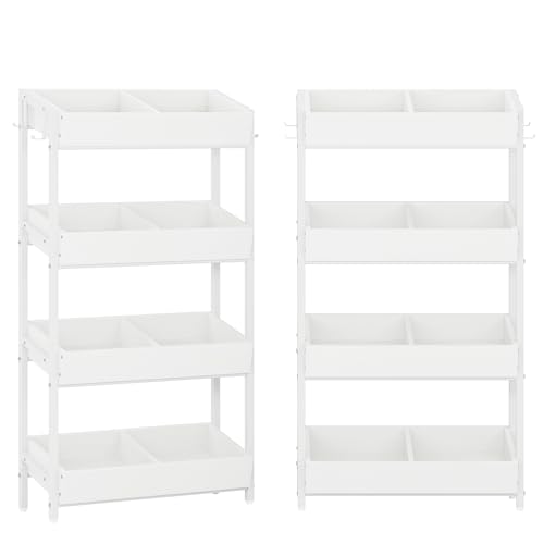 Tribesigns 4-Tier Retail Display Rack Stand, Wooden Snack Candy Rack, Wood Chips Shelf, Chips Rack Display, Heavy-Duty Wood Metal Concession Stands,Storage Shelf Organizer for Potato Chip (2, White) - color: White