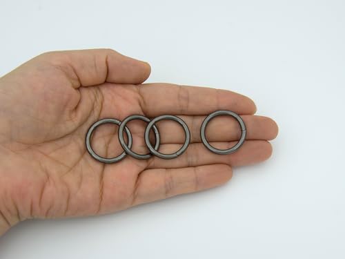 40pcs 4 Sizes O Rings Welded Strong Metal Heavy Duty Round Ring for Pet Collars Buckle Belts Strap Webbing Sewing - color: 3/4"(20mm) Gun Black 20pcs
