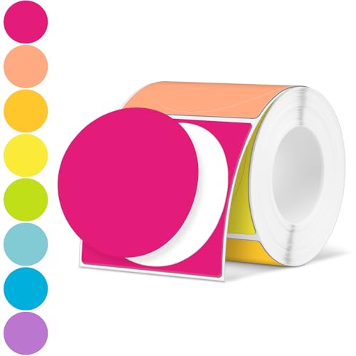 500 Pcs/ 1 Roll Thermal Sticker Labels, Round, 1.5 Inches, Vibrant - color: Vibrant, size: 1.5 Inches, style: Round
