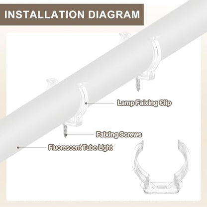 MECCANIXITY T16 U Clips Holder Bracket Fluorescent Tube Light Fixture Plastic Pipe Clamps with Screws for LED Bulbs Ceiling Lamp, Clear, Pack of 12 - size: T16