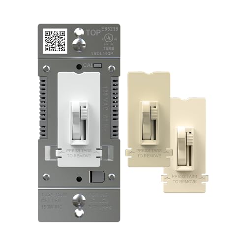 Legrand 150W Toggle LED Dimmer Light Switch Flicker-Free Light Almond 1Pack