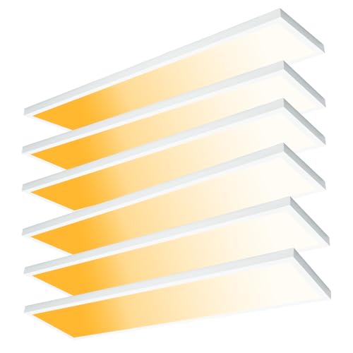 6-Pack 1x4 FT Surface Mount LED Flat Panel Light - color: White, size: 1x4- 6 Pack
