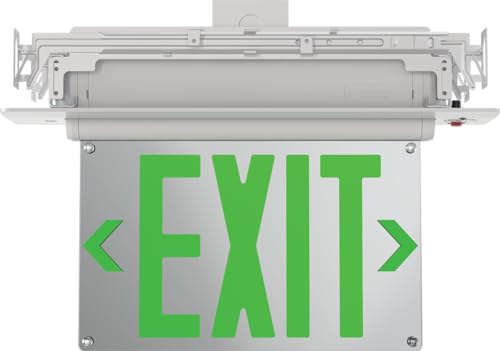 Lithonia Lighting Basics Edge-lit LED Exit Sign with Green Letters, Universal Mount Emergency Exit Only Sign, Ni-Cad Battery Backup (BE W G UM M2) - size: 1-Pack | Green Letters, style: Universal Mount