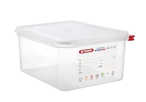 Araven Airtight Container, Food Pan with Lid for Storage in Kitchen and Restaurant, 1/2 GN 6" Deep, 1 Count, Clear