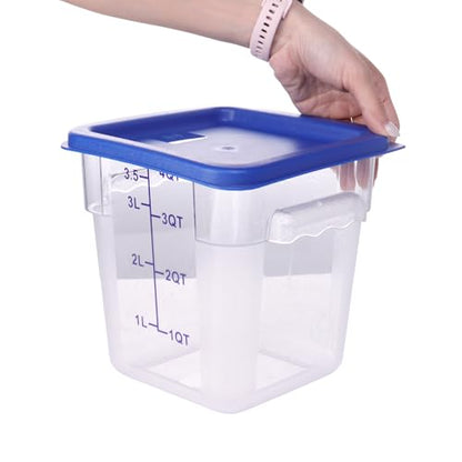 2 Pack Square Food Storage Container With Lid, 2-6 Quart Commercial Storage Box With Scale & Handle, Cake Making, Dough Marinating Meat, Kitchen Supplies (6 Quart) - size: 6 Quart-RED LID & MEASURING LINE