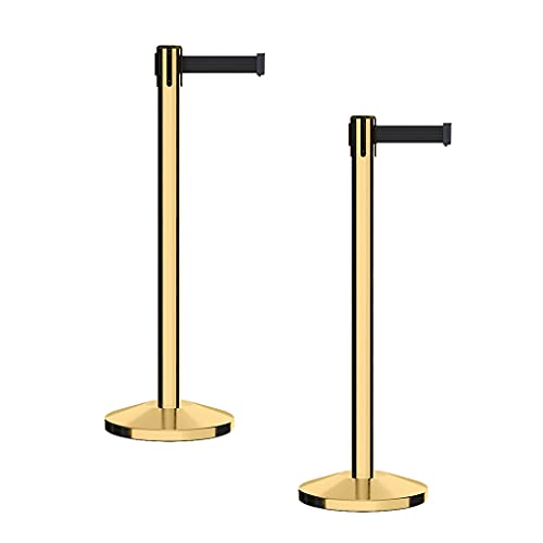 CCW Series RBB-100 Retractable Belt Barrier Stanchions, 2 Pack, 7.5 Ft - color: Black, size: 7.5 Foot