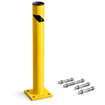 Crowd Control Warehouse 48-in Yellow Steel Bollard, Fillable with Concrete - size: 48 inches