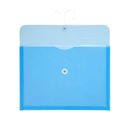 TIENO Plastic Envelopes with String Closure Clear Side Loading Folders Legal Size Paper Office Organizer 12 Packs Blue - color: Blue