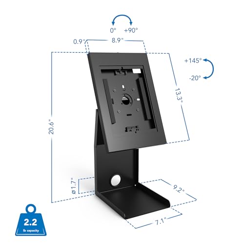 Mount-It! iPad Kiosk Stand with Printer Shelf, Locking Anti-Theft, Black - color: Black