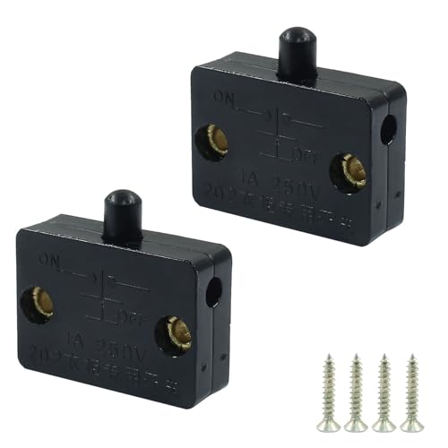 Hordion 2Pcs Cabinet Door Switch Applicable to 12V 24V 110V, Black - color: Black, size: 2pcs